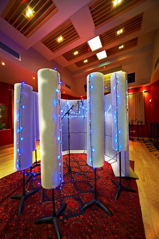 Vocal booth set-up in the main studio area at Modern World