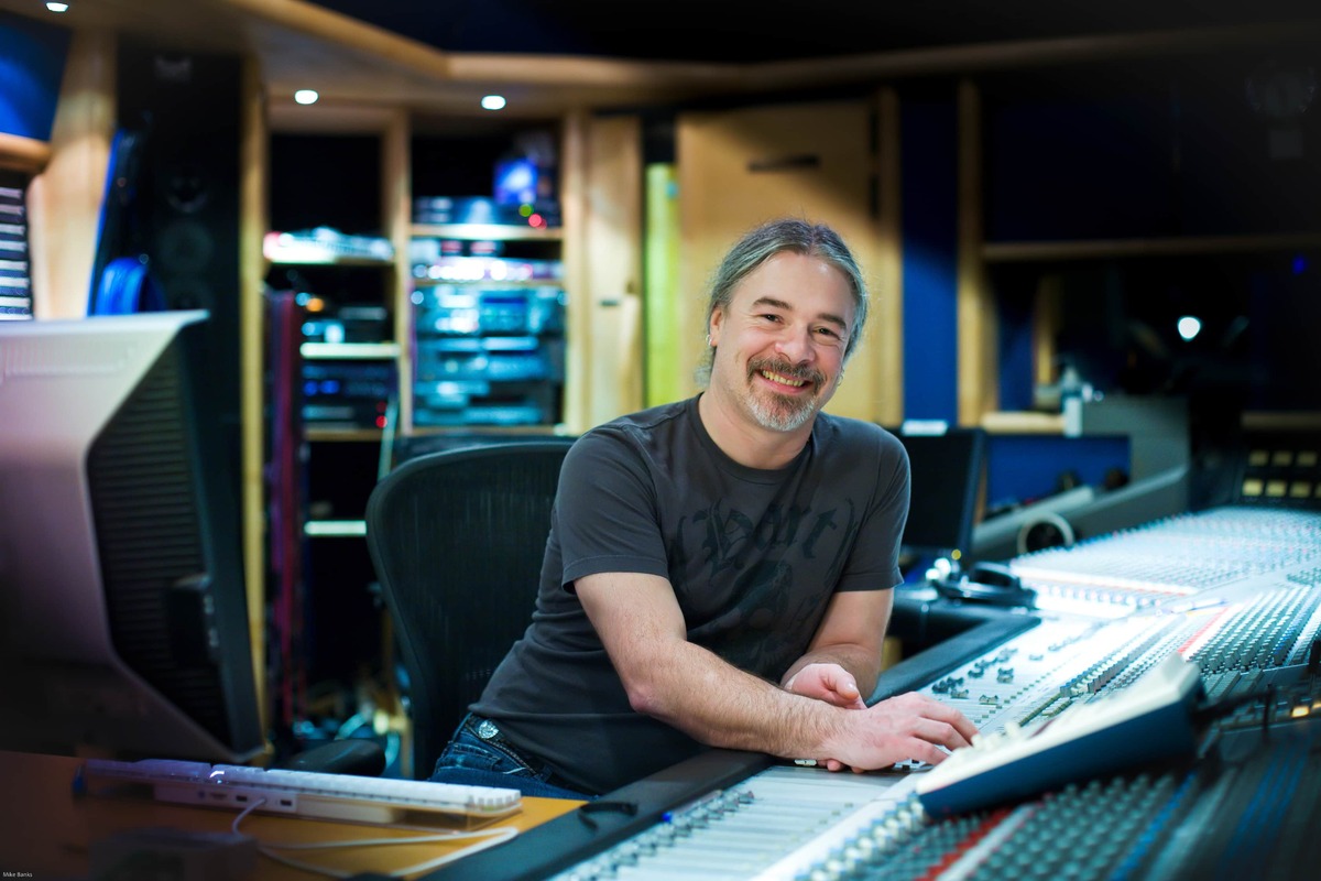Mike Fraser behind the SSL at Air Studios, London